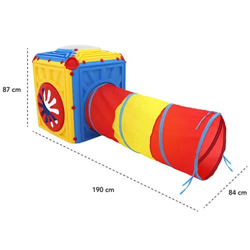 Cubo de atividades com túnel infantil