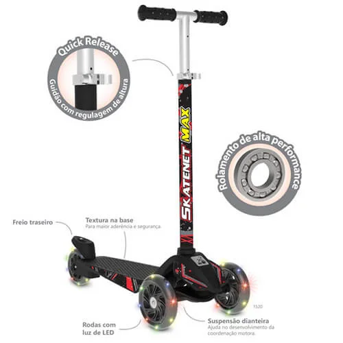 Patinete Skatenet Max - Led Bandeirante